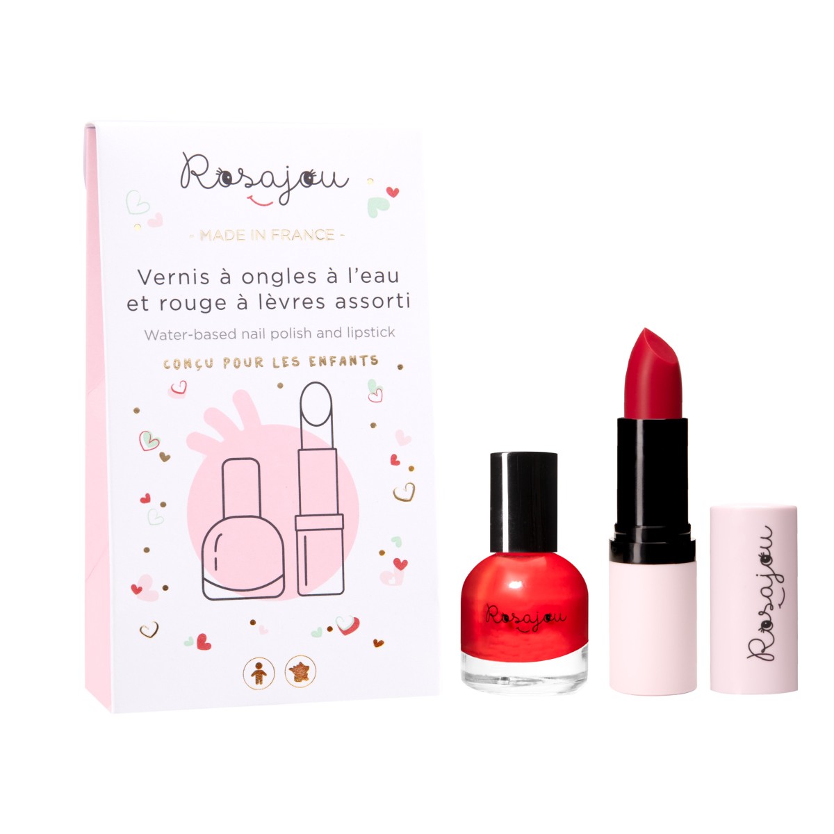 pack rouge à lèvres et vernis à ongles rouge